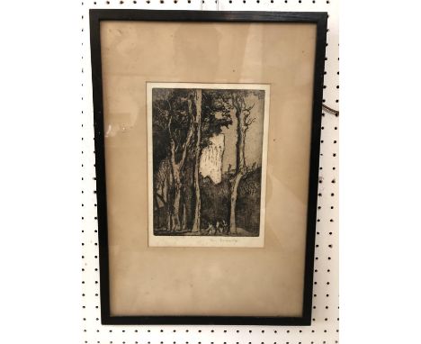 FRANK BRANGWYN (1867-1956) - 'The Walls of Avignon', etching, signed in pencil below and labelled verso, 20.5 x 15 cm, mounte