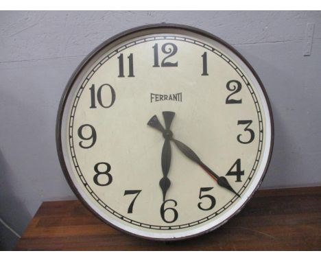 A Ferranti brown painted metal cased electric clock, 54cm d, A/FLocation: G 
