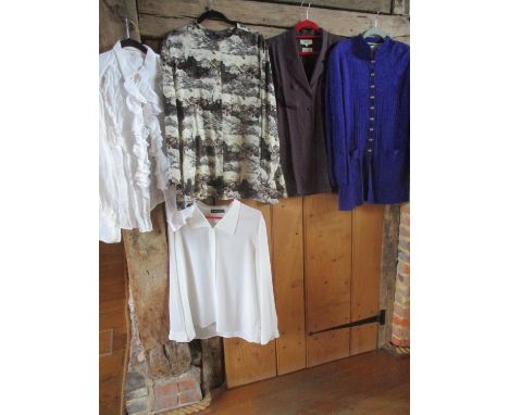 A vintage Liberty Drumohr cashmere gents long sleeve Jumper in navy, 38" Chest, together with a Japanes Mitzukiku cornflower 
