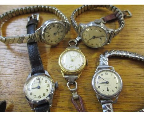 Five vintage ladies Ingersoll wrist watches and a vintage Heuer pocket timerLocation: Cab 