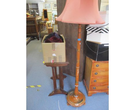 An early 20th century chinoiserie standard lamp with shade 134cm h Location: RAF 