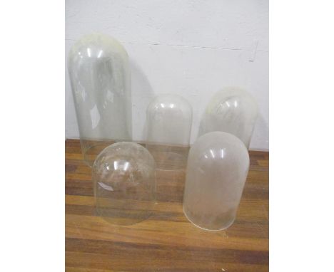Vintage glass clock domes, 22-48cm high, no cracks, minor chips to rimsLocation: G 
