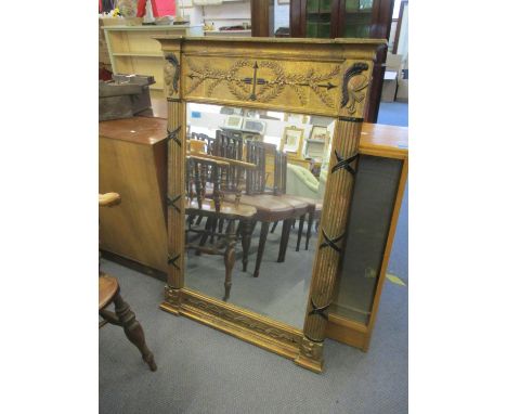 A 20th century Italian gilt and painted mirror with wreath, arrow and armour ornament 118cm h x 82cm wLocation: C-R 
