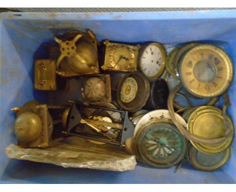 A quantity of various clock movements, parts and accessories to include mantle clocks, anniversary clocks, lantern clocks and