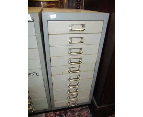 A vintage metal chest of then drawers, 68 h x 28 w x 41cm dLocation: G 