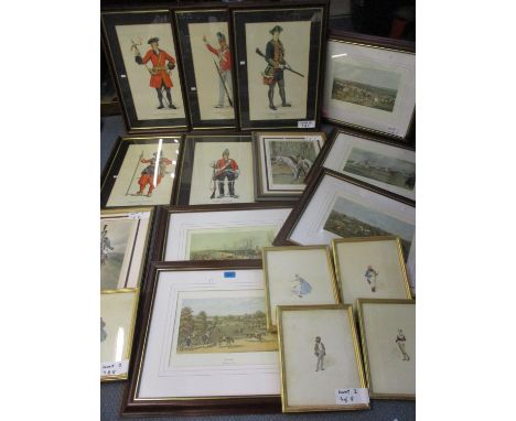 A quantity of prints to include Point to Point and hunting scenes and hand coloured prints and Civil War reproduction printsL