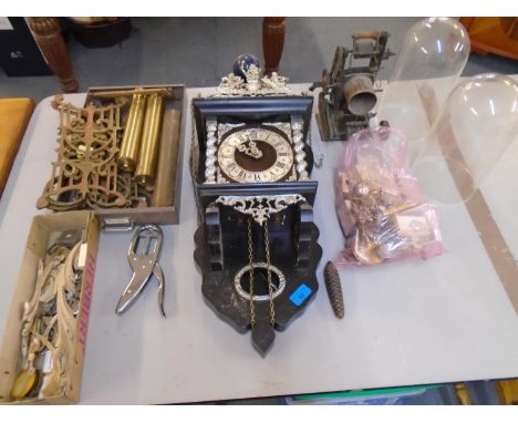 A Dutch Zaanse wall clock with chains for two weights and a selection of clock partsLocation: LAB 