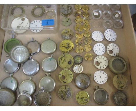 A quantity of pocket watch and wristwatch movements, faces and parts, together with a Viners-London chronometer movement (run