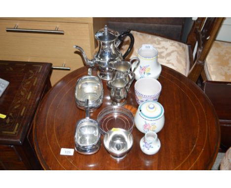 A quantity of various silver plated ware together with a quantity of Poole pottery items