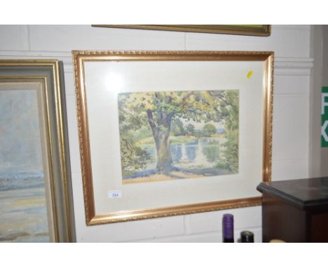 E. K. S. Powell, watercolour study of a lake scene