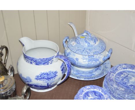 A Spode "Italian" design tureen and plate together with a Spode "Italian" design jug AF