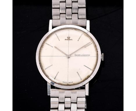 JAEGER LECOULTRE - a Vintage stainless steel slimline mechanical bracelet watch, ref. 1901, circa 1960s, silvered crosshair d