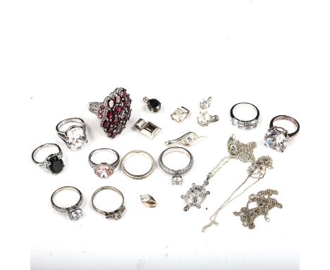 Various silver stone set jewellery, including rings, pendant etcLot sold as seen unless specific item(s) requested 