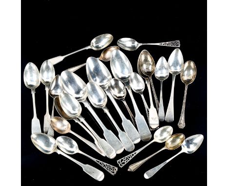 A quantity of various silver spoons, including Georgian Victorian etc, 15.6oz totalLot sold as seen unless specific item(s) r
