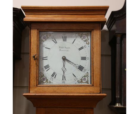 ROBERT APPS OF BATTLE - a 19th century light light oak-cased 30-hour longcase clock, white square dial with Roman numeral hou