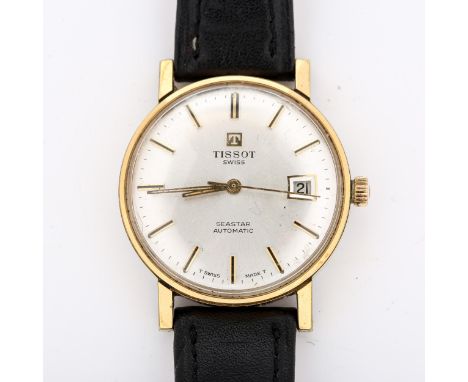 TISSOT - a Vintage gold plated stainless steel Seastar automatic wristwatch, ref. 44520-5, circa 1970s, silvered dial with ap