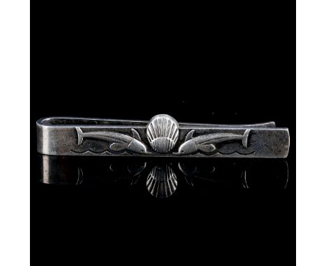 GEORG JENSEN - a Vintage Danish stylised sterling silver double-dolphin tie clip, model no. 73, length 56.9mm, 11.2gNo damage