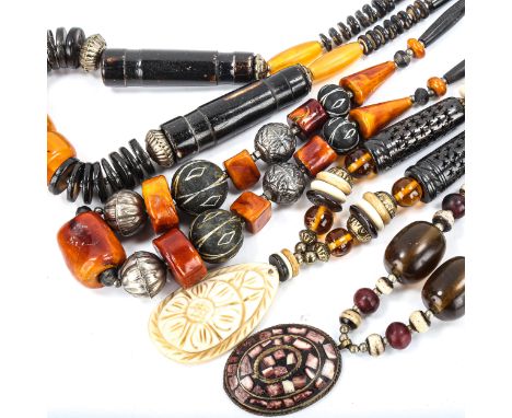 A quantity of Tribal jewellery, including lacquer and boneLot sold as seen unless specific item(s) requested 