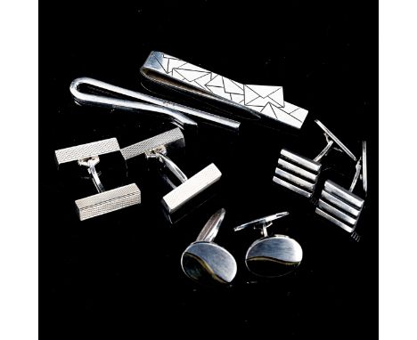 Various Danish silver jewellery, including Claus Andersen letter envelope tie clip, cufflinks etc, 62g total (5)No damage or 