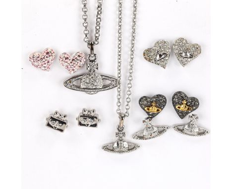 Various designer costume jewellery, makers include Vivienne Westwood and Swarovski, comprising 2 x pendant necklaces, and 5 x