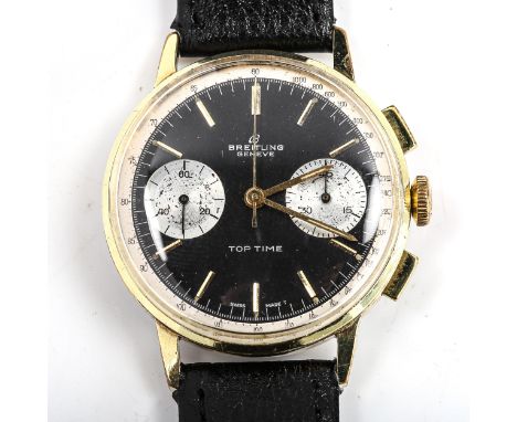 BREITLING - a Vintage gold plated stainless steel Top Time mechanical chronograph wristwatch, ref. 2003, circa 1960s, black a