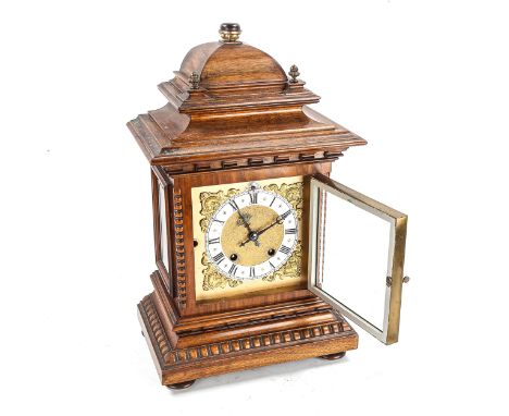 A German mahogany-cased 'Ting-Tang' 8-day bracket clock, by RSM (R M Schneckenburger), square brass dial with silvered chapte