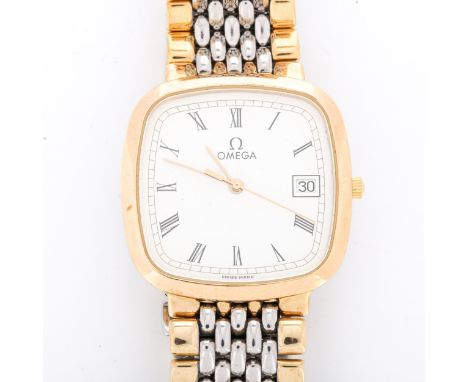 OMEGA - a Vintage gold plated stainless steel De Ville quartz bracelet watch, ref. 396.1017, circa 1986, white dial with Roma