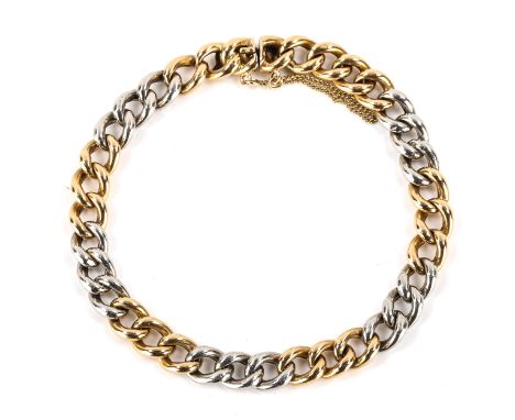 An Antique 18ct gold and platinum curb link bracelet, bracelet length 17cm, 14.6g, prov: current vendor inherited bracelet fr