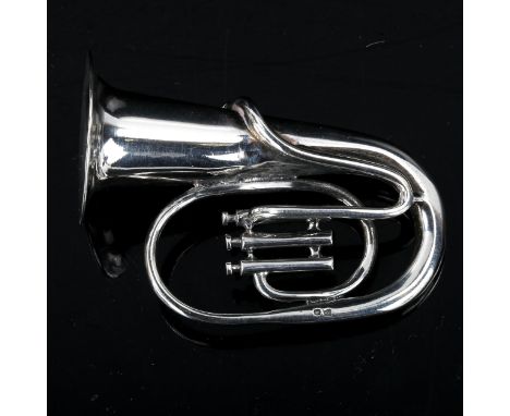 A miniature Continental silver tuba instrument model, marked 835, length 6.5cm, 1.4oz, in fitted caseNo damage or repairs, ma