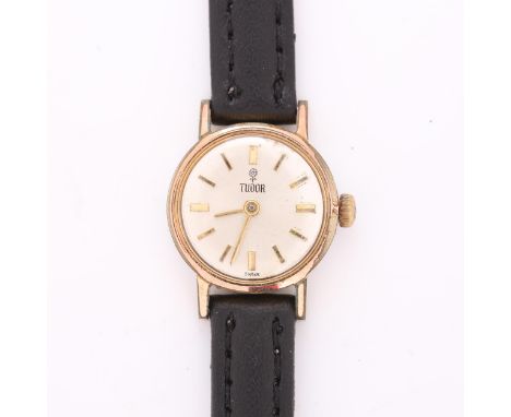 TUDOR - a lady's Vintage gold plated stainless steel mechanical wristwatch, ref. 1862, silvered dial with gilt baton hour mar