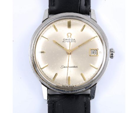 OMEGA - a Vintage stainless steel Seamaster automatic wristwatch, ref. 166.002, circa 1964, silvered dial with gilt arrowhead