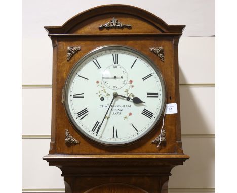 CHARLES FRODSHAM OF LONDON - a 19th century light oak-cased 8-day longcase clock, circular white enamel dial with Roman numer