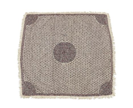 A woven wool striped moon shawl (Khatraaz chandar) Kashmir, first half of the 19th Centuryof square form, woven in polychrome