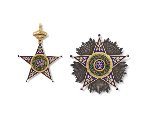 A first class set of the Imperial Egyptian Order of Ismail by Lattes of Cairo Egypt, 1928-9comprising a sash badge and breast