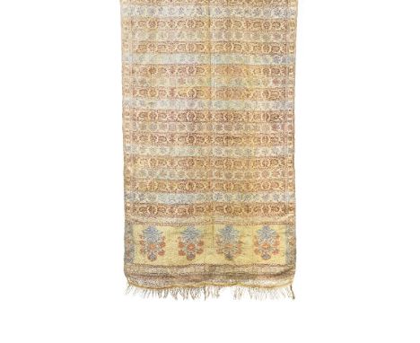 A Safavid style woven silk sash Poland, 18th Centuryof long rectangular form, the central panel woven with alternating horizo