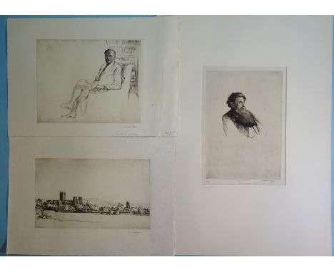 “Wells, Somerset”, signed artist’s proof, inscribed ‘Wells’ on the margin, black and white etching, 17x27.5cm (pl); together 