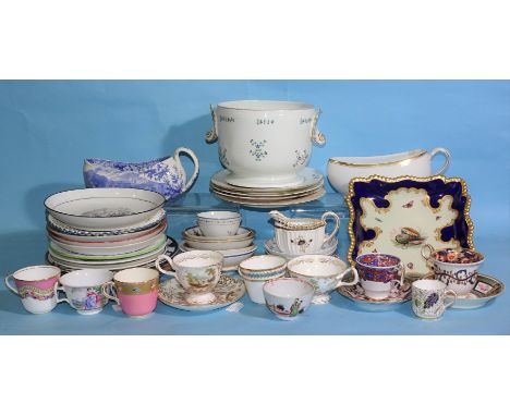 A late-18th century Derby porcelain ice pail decorated with corn flowers, a Worcester FBB plate decorated with a pheasant, to
