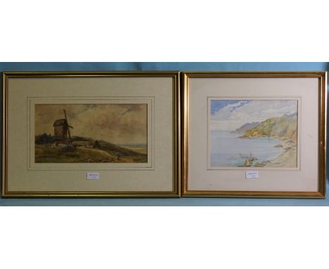 Arthur Wilkinson RURAL LANDSCAPE WITH COTTAGE, FIGURE WITH HORSE AND CART Signed watercolour, 28.5 x 49cm, George Oyston, RUR