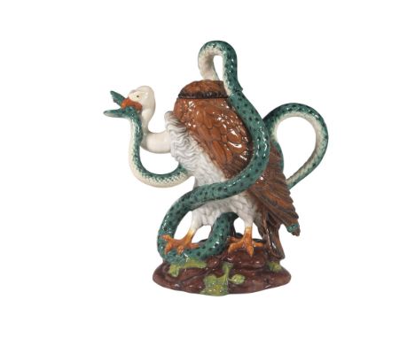 Limited edition fine china lidded cafe pot. Designed for the Minton Archive Collection. Features a vulture clutching a python
