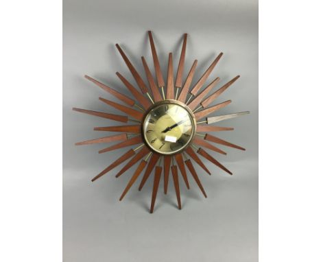 ANSTEY &amp; WILSON SUNBURST WALL CLOCK, along with a Maelzel metranome (2)