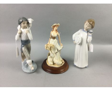 EIGHT NAO FIGURES along with a Leonardo figure, two ceramic dishes and five Royal Doulton catalogues