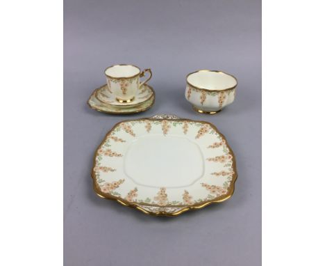 ROYAL ALBERT PART TEA SERVICE, with floral and gilt decoration, 21 pieces