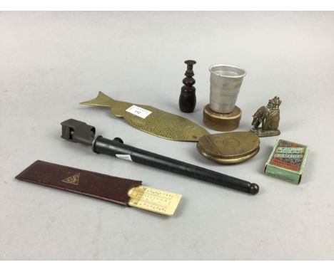SET OF WILLS 'WILD WOODBINE' CIGARETTE CARDS, in box, along with other items including a brass elephant, brass plaque of a fi