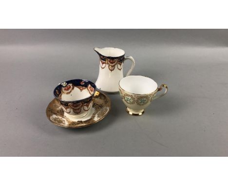 ROYAL ALBERT PART TEA SERVICE, with red, blue and gilt decoration