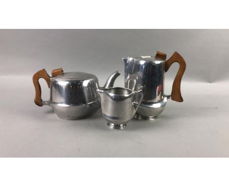 PICQUOT FOUR PIECE TEA SERVICE, along with four wine slides