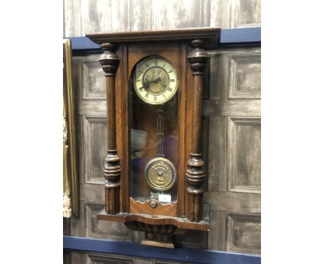 MAHOGANY WALL CLOCK, 71cm high