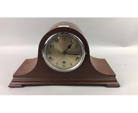 MAHOGANY MANTEL CLOCK, 46cm wide
