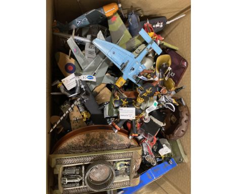LOT OF VINTAGE MODEL TOYS, including tanks, trucks and figures