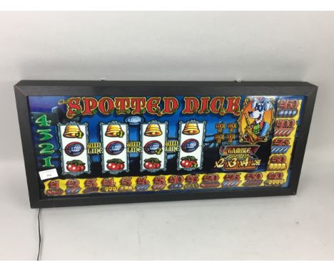 'SPOTTED DICK' VINTAGE FRUIT MACHINE ART, backlit framed