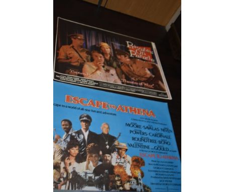 Five original vintage movie film poster quads including Puppet on a Chain, Concrete Jungle, Escape to Athena, Privates on Par
